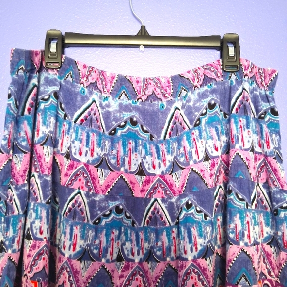 Vintage Oso Casuals Maxi Skirt Boho Full Cotton Purple Pink Fairy Gypsy Flare XL - Picture 4 of 12
